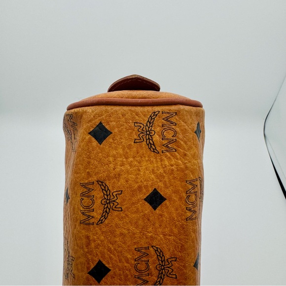 MCM Tan Leather Small Boston Bag in Visetos - Picture 7 of 12